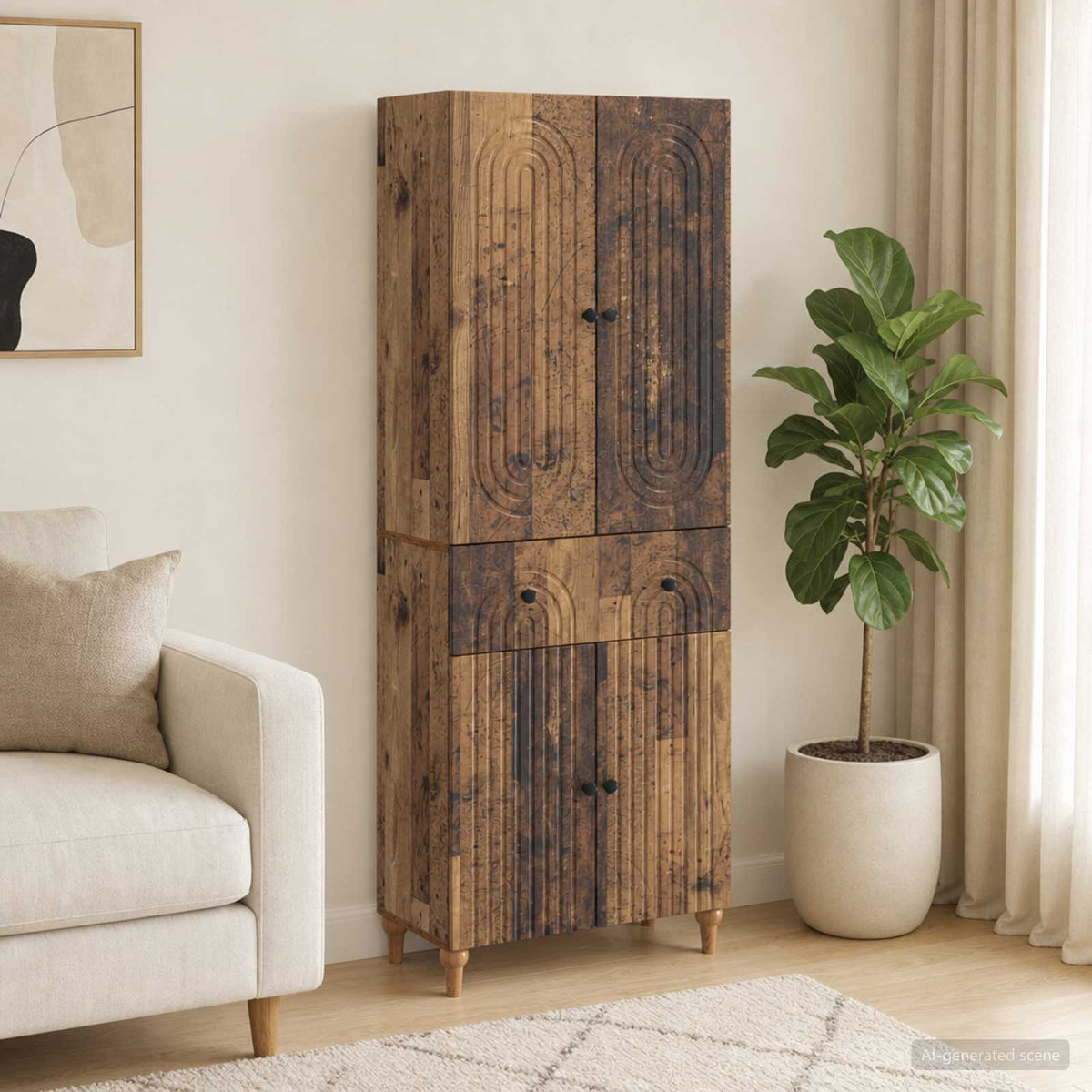 Cabinet Set 2 pcs Engineered Wood Old wood