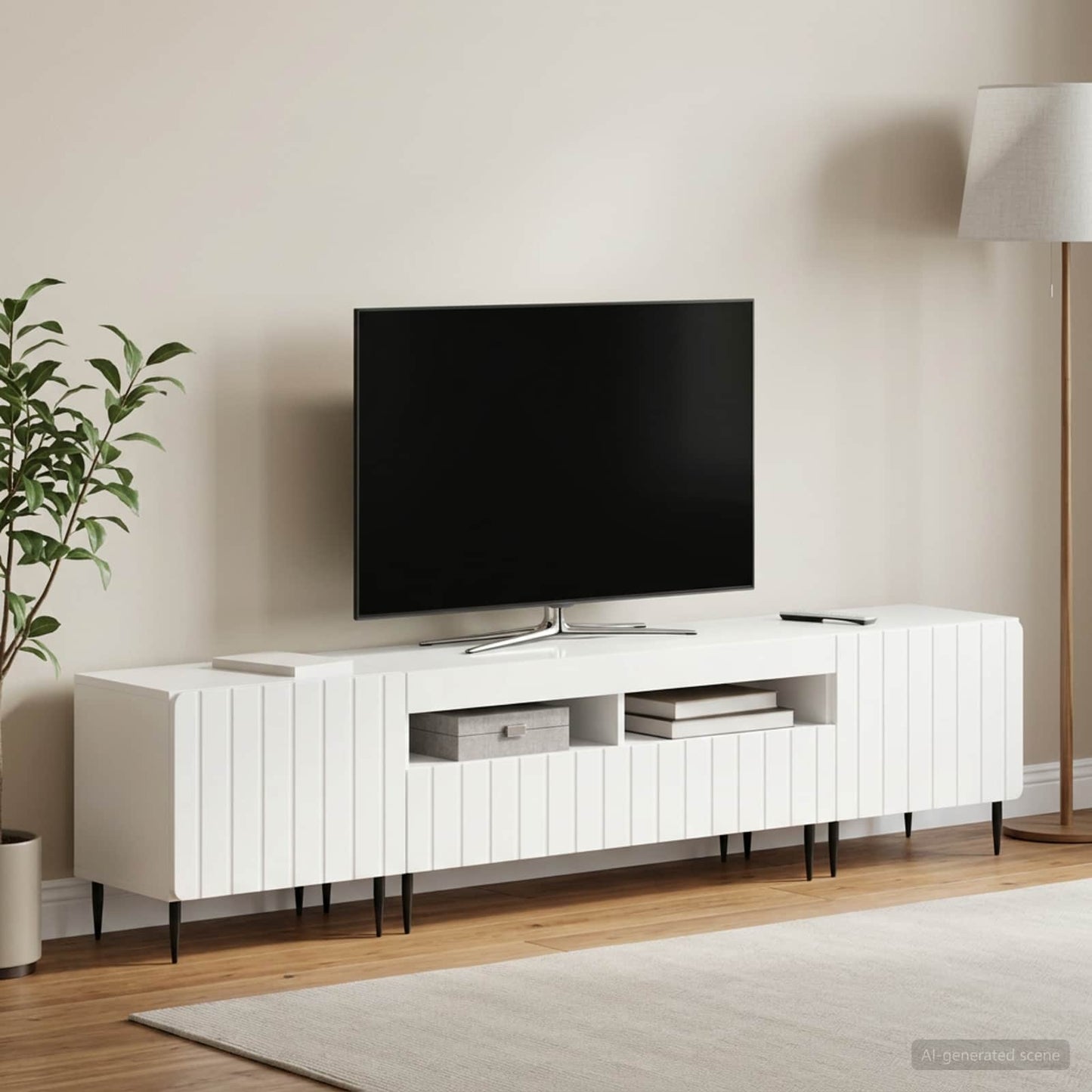 vidaXL 5 Piece LED TV Cabinet High Gloss White Engineered Wood 1