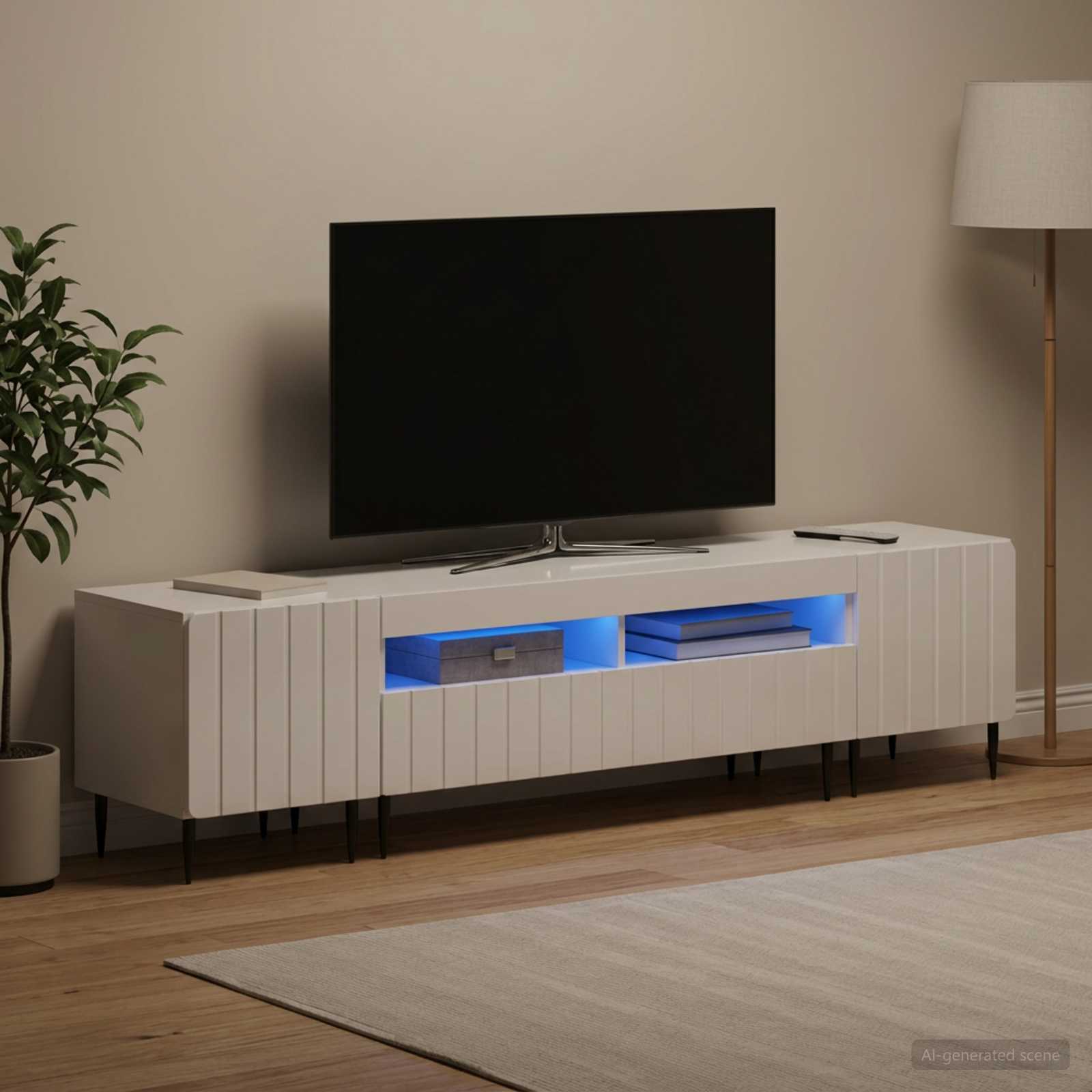 vidaXL 5 Piece LED TV Cabinet High Gloss White Engineered Wood 3