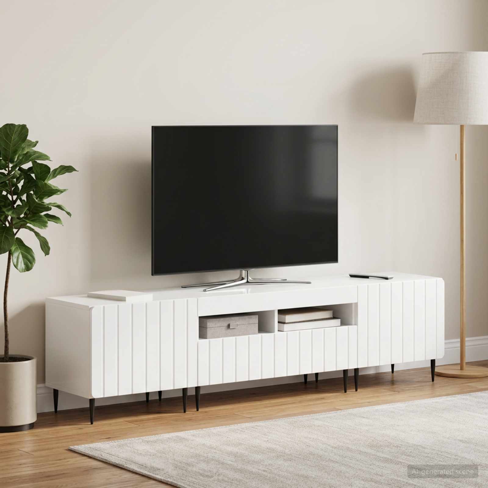 vidaXL 5 Piece LED TV Cabinet High Gloss White Engineered Wood 1
