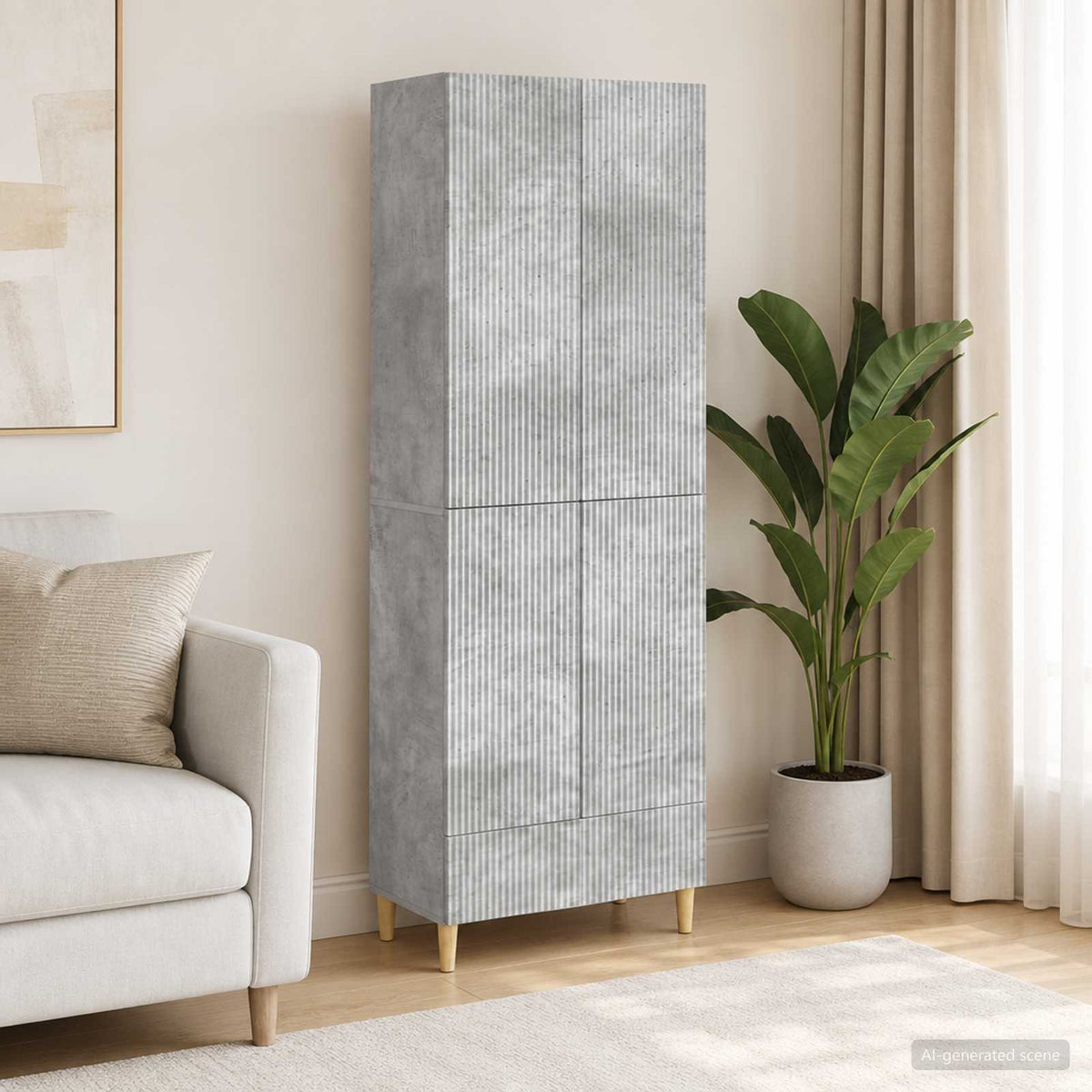 Cabinet Set 2 pcs Engineered Wood Concrete grey