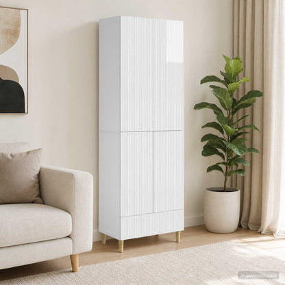 vidaXL Cabinet Set 2 pcs High Gloss White Engineered Wood 1