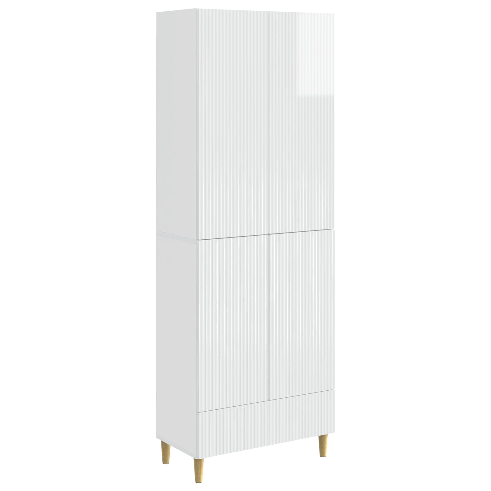 vidaXL Cabinet Set 2 pcs High Gloss White Engineered Wood 2