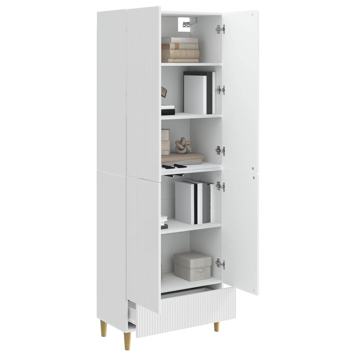 Cabinet Set 2 pcs Engineered Wood High gloss white