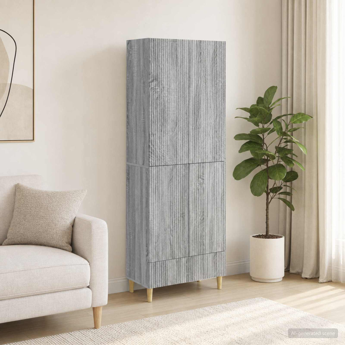 Cabinet Set 2 pcs Engineered Wood Grey sonoma