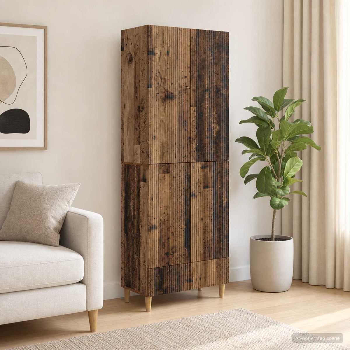 Cabinet Set 2 pcs Engineered Wood Old wood