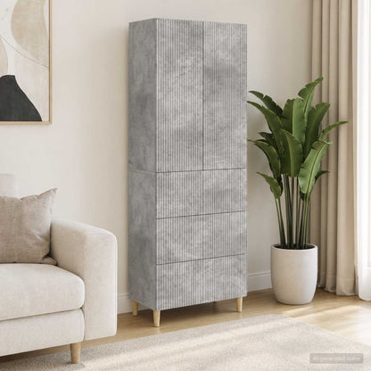 Cabinet Set 2 pcs Engineered Wood Concrete grey