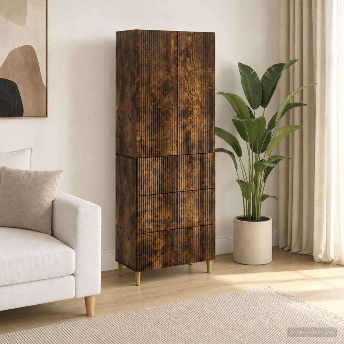 Cabinet Set 2 pcs Engineered Wood Smoked oak