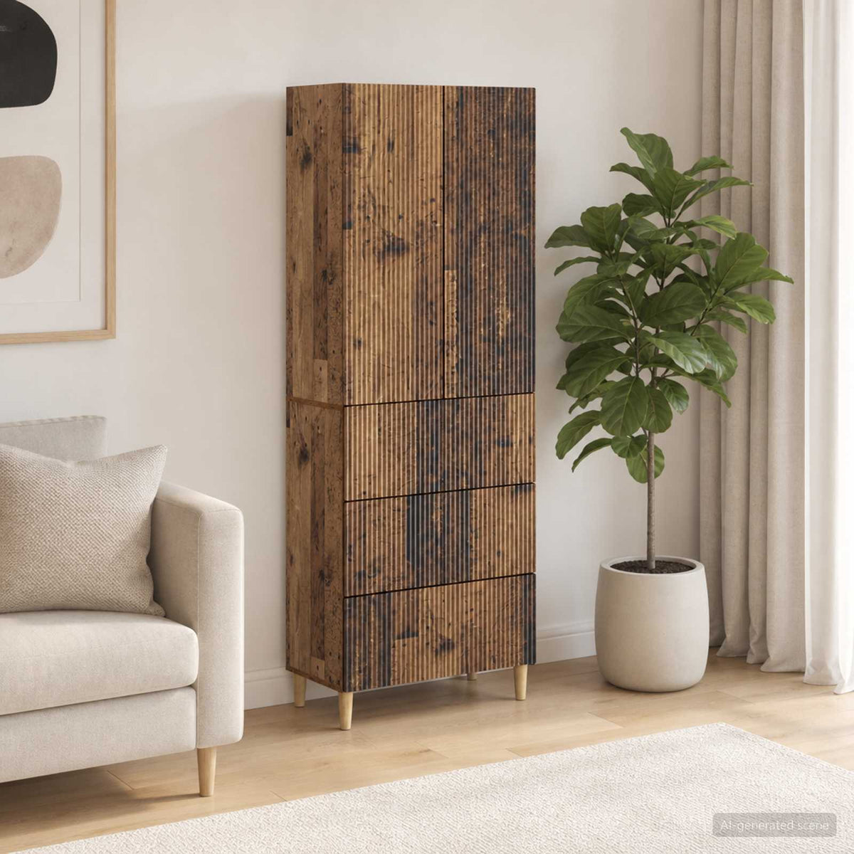 Cabinet Set 2 pcs Engineered Wood Old wood