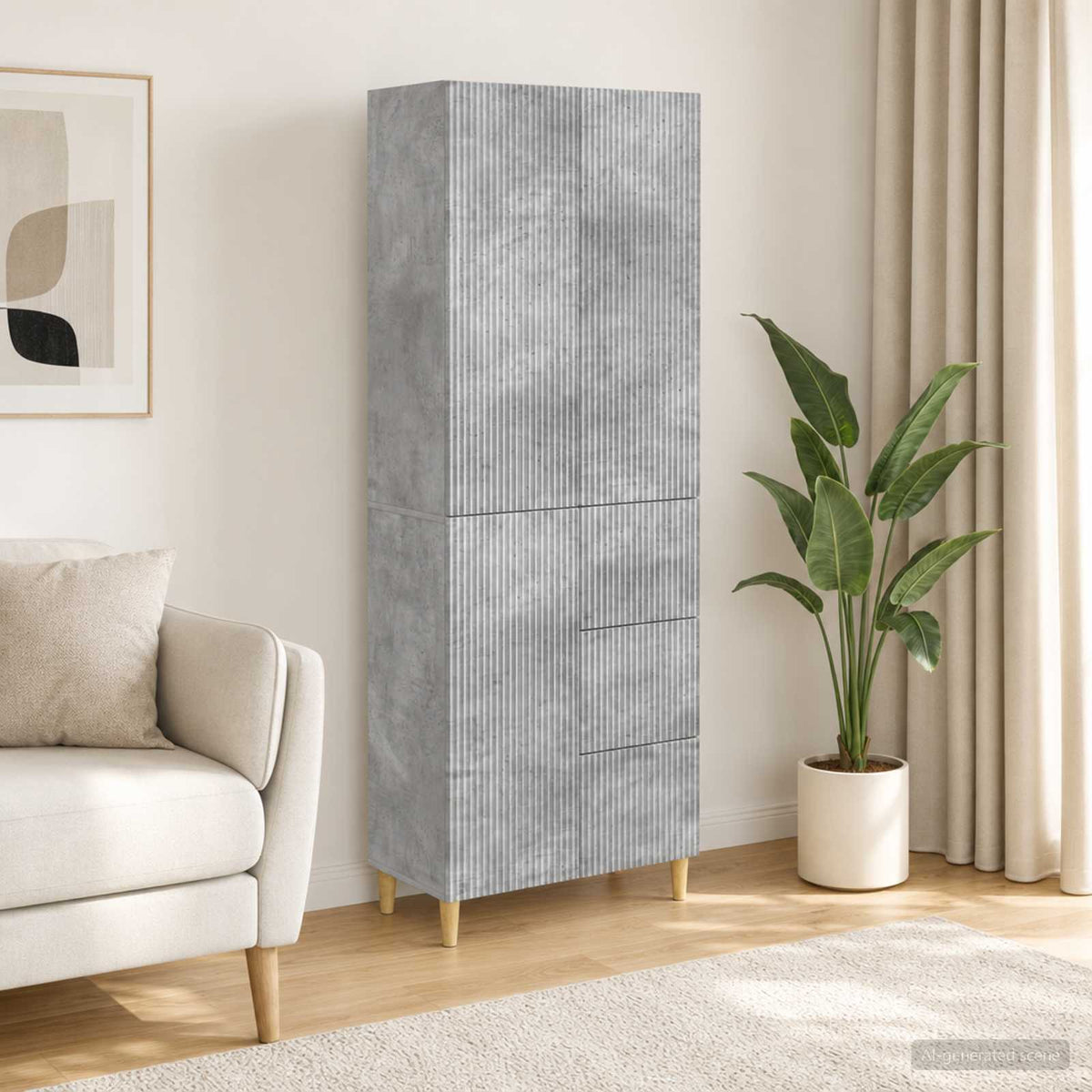 Cabinet Set 2 pcs Engineered Wood Concrete grey