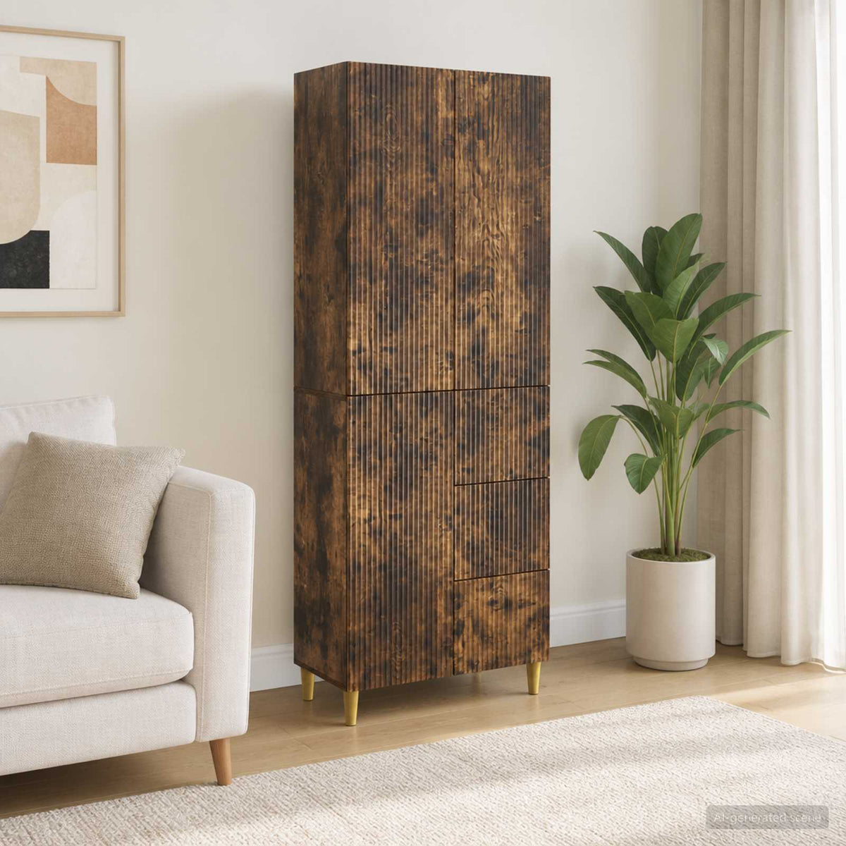 Cabinet Set 2 pcs Engineered Wood Smoked oak