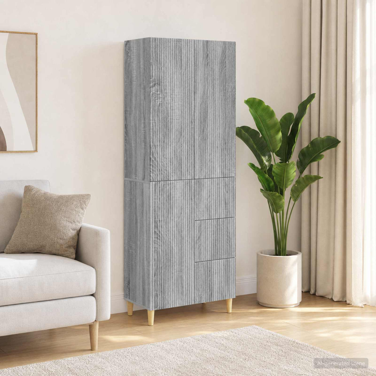 Cabinet Set 2 pcs Engineered Wood Grey sonoma