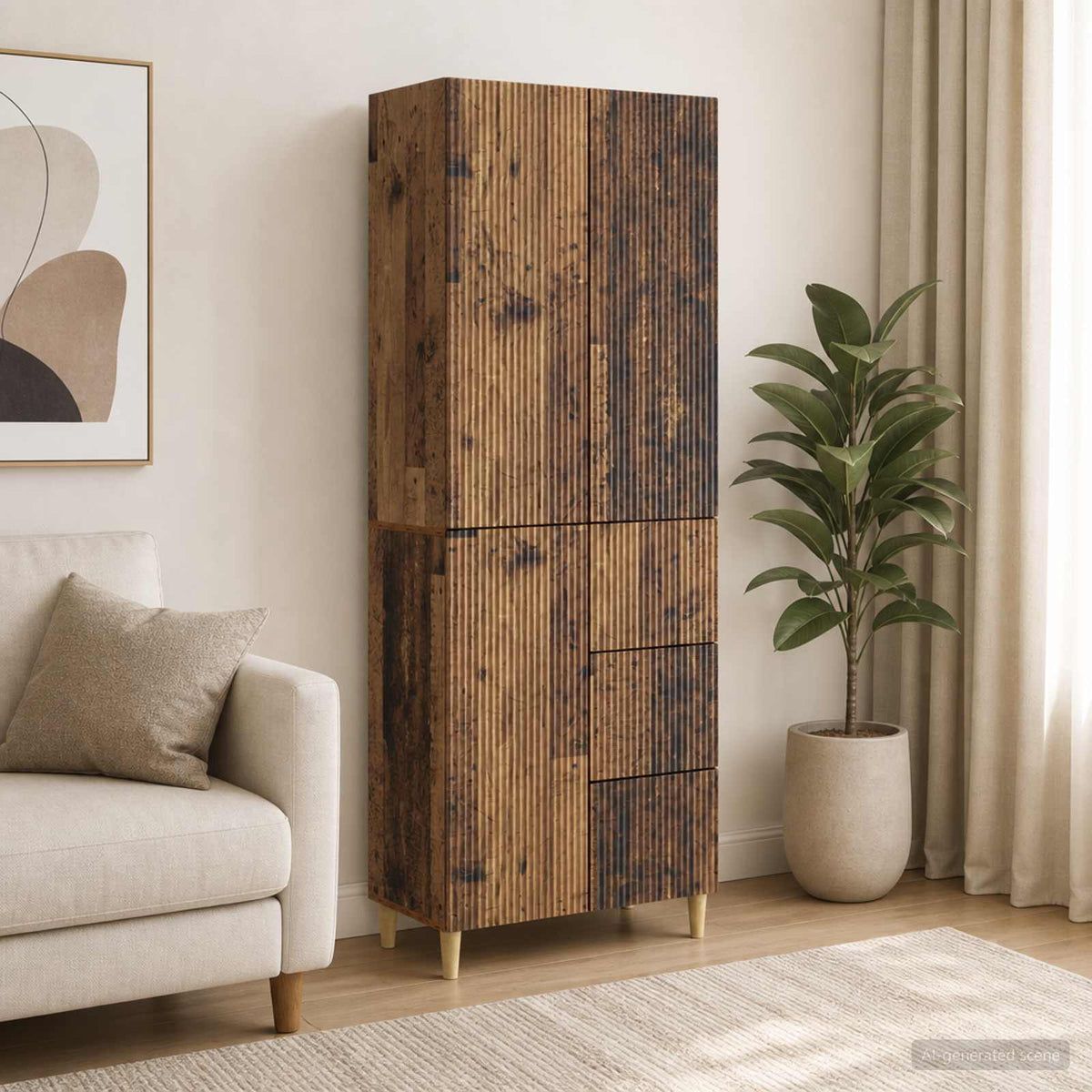 Cabinet Set 2 pcs Engineered Wood Old wood
