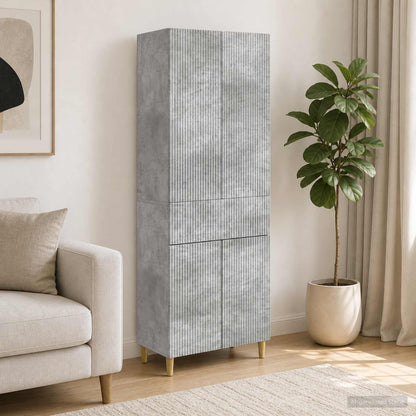 Cabinet Set 2 pcs Engineered Wood Concrete grey