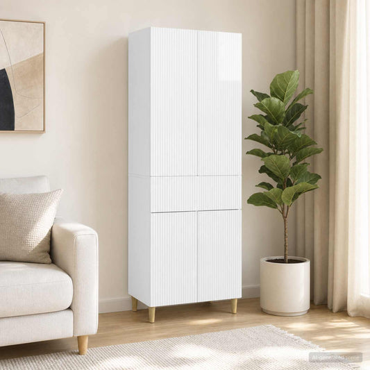 vidaXL Cabinet Set 2 pcs High Gloss White Engineered Wood 1
