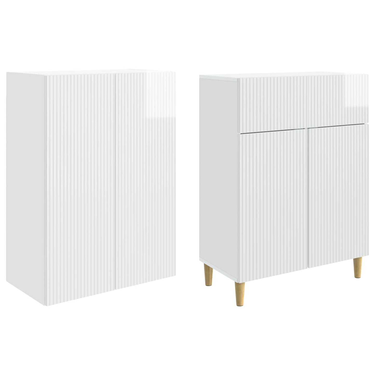 vidaXL Cabinet Set 2 pcs High Gloss White Engineered Wood 4
