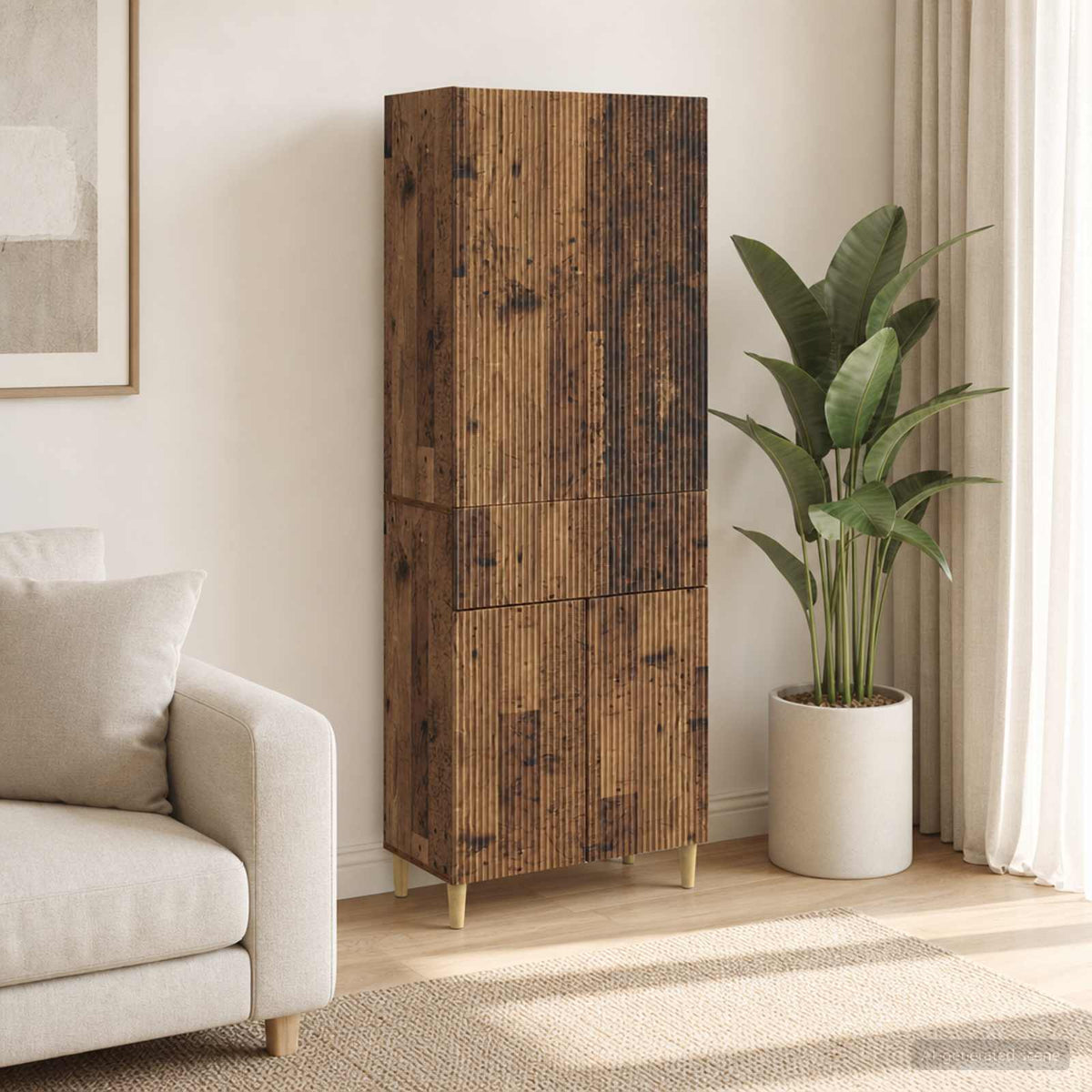 Cabinet Set 2 pcs Engineered Wood Old wood