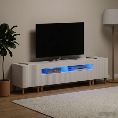 vidaXL 5 Piece LED TV Cabinet High Gloss White Engineered Wood 3