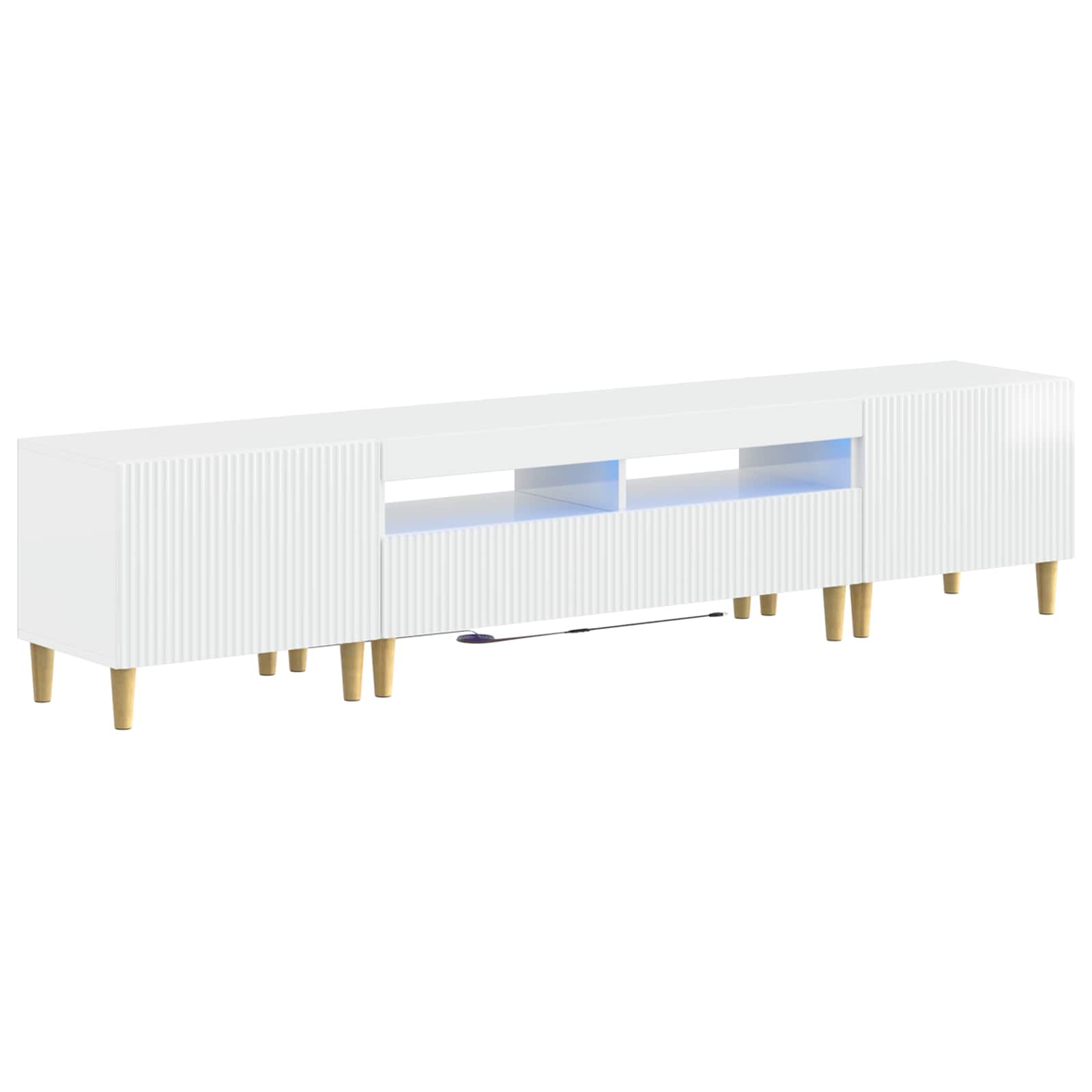 vidaXL 5 Piece LED TV Cabinet High Gloss White Engineered Wood 2