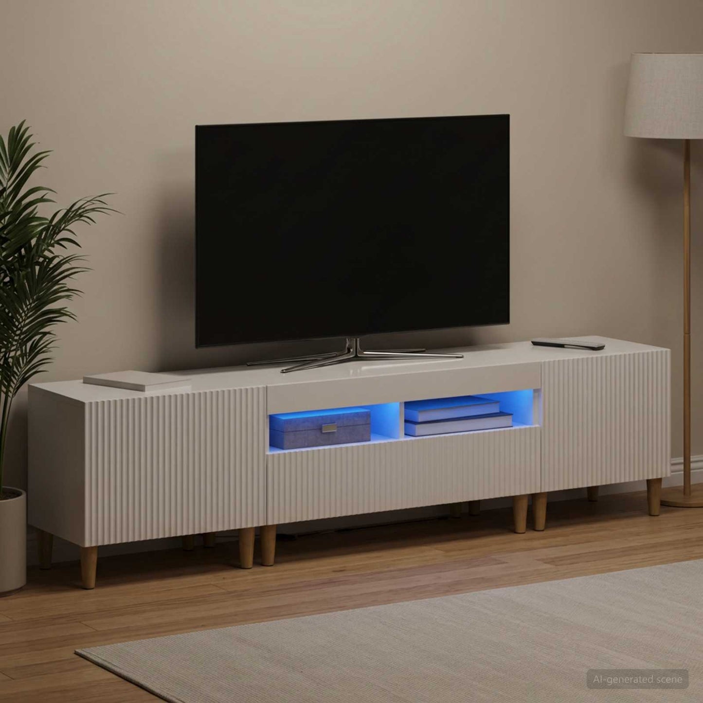vidaXL 5 Piece LED TV Cabinet High Gloss White Engineered Wood 3