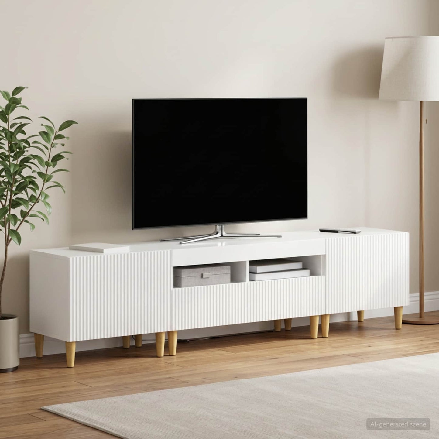 vidaXL 5 Piece LED TV Cabinet High Gloss White Engineered Wood 1