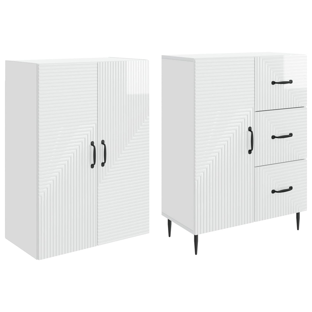 vidaXL Cabinet Set 2 pcs High Gloss White Engineered Wood 4