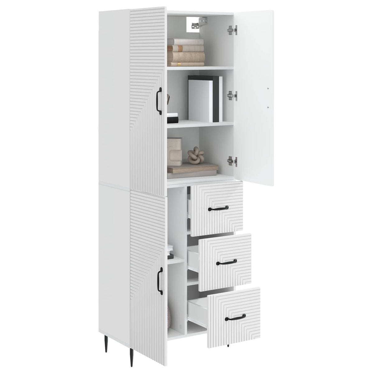 vidaXL Cabinet Set 2 pcs High Gloss White Engineered Wood 3