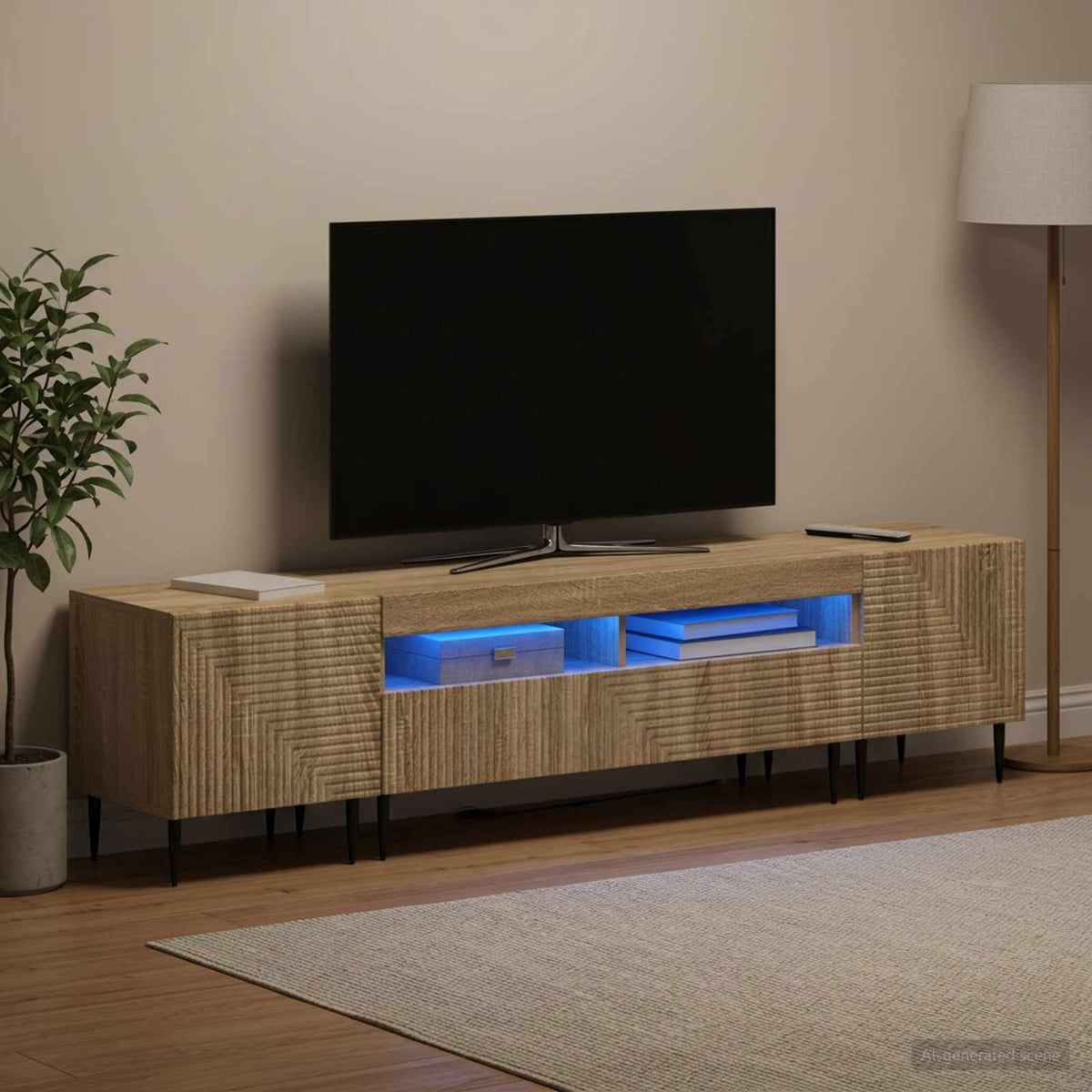 vidaXL 3 Piece LED TV Cabinet Engineered Wood