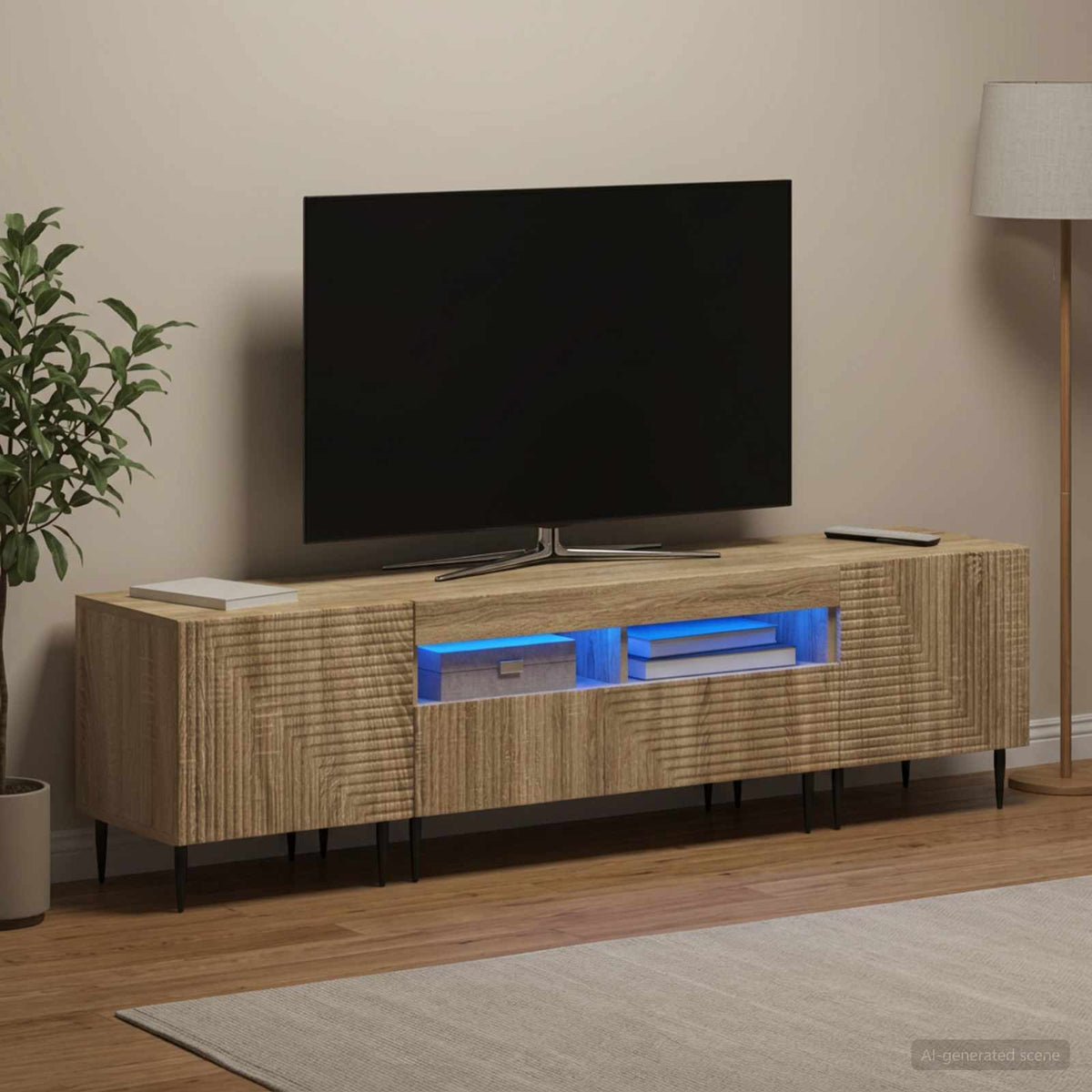 vidaXL 3 Piece LED TV Cabinet Engineered Wood