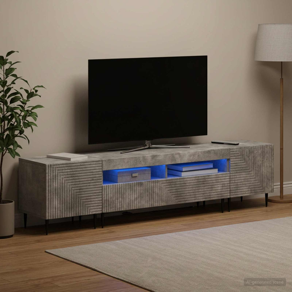 vidaXL 3 Piece LED TV Cabinet Engineered Wood