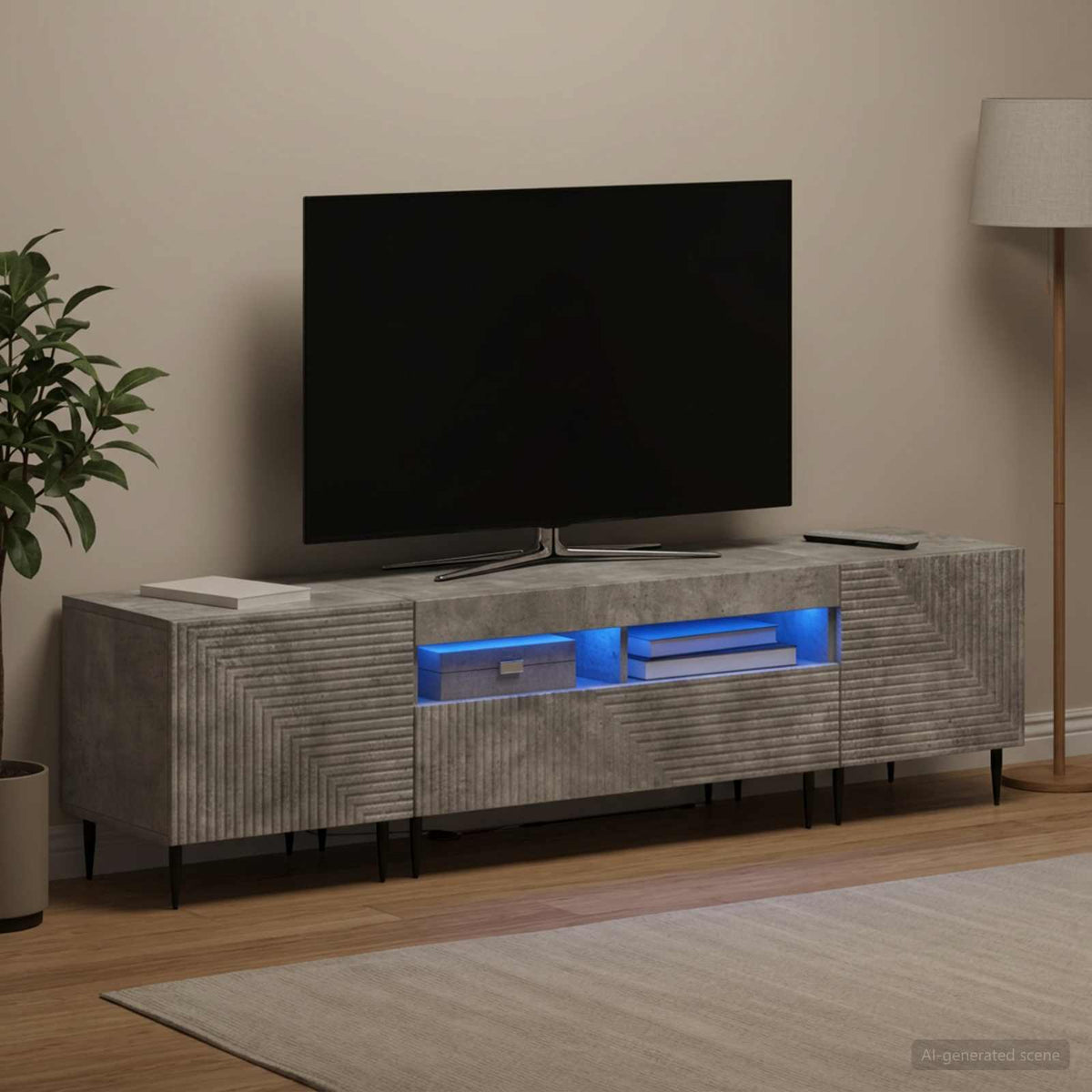 vidaXL 3 Piece LED TV Cabinet Engineered Wood