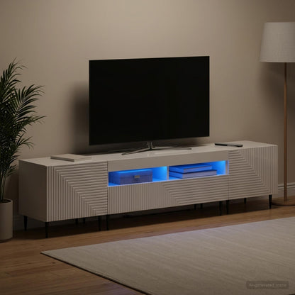vidaXL 3 Piece LED TV Cabinet High Gloss White Engineered Wood 3