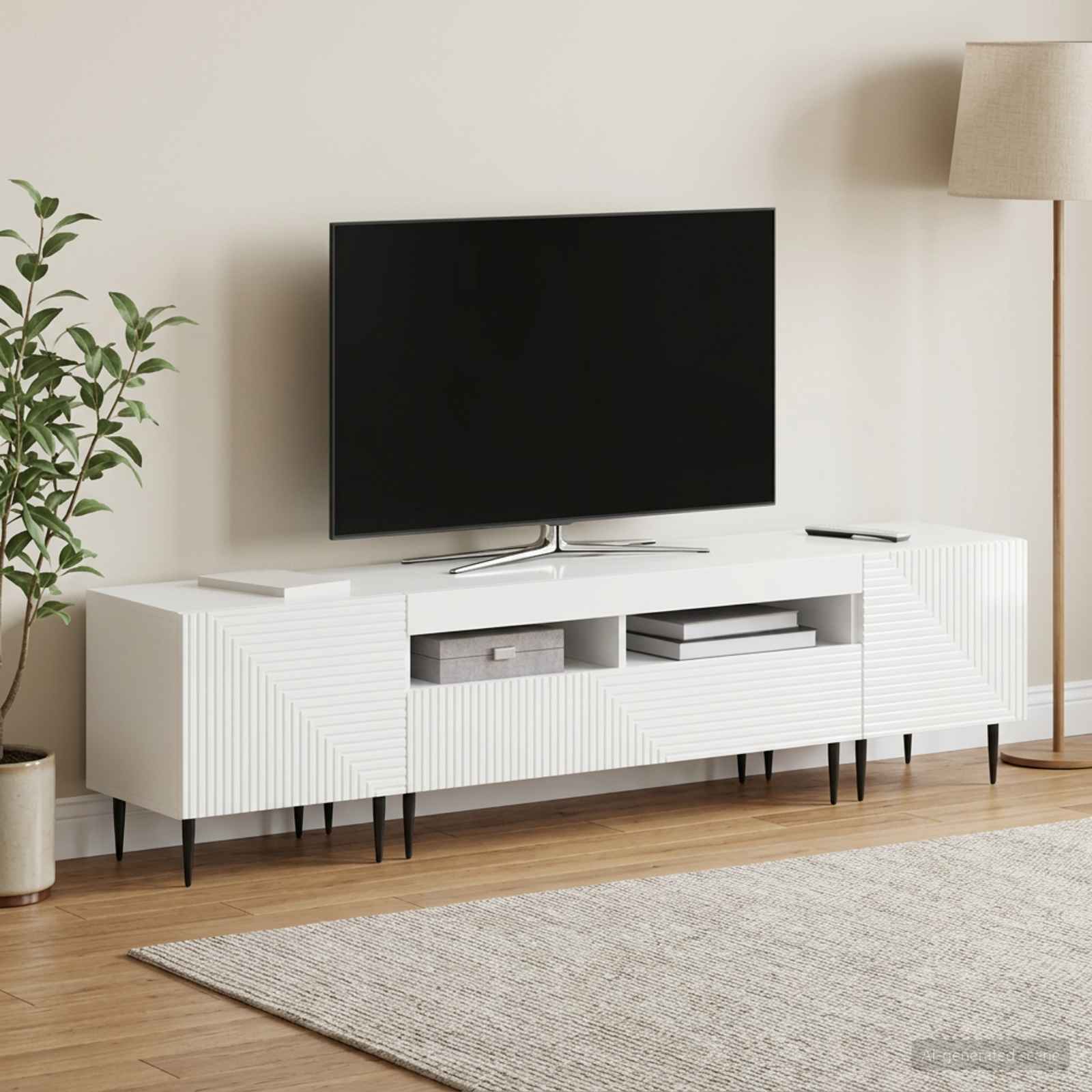 vidaXL 3 Piece LED TV Cabinet High Gloss White Engineered Wood 1