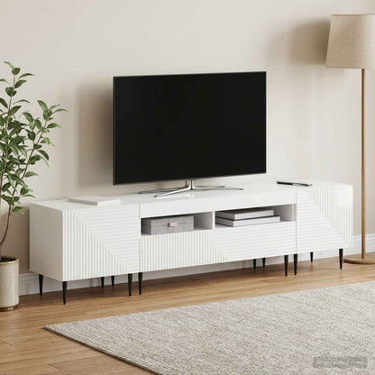 vidaXL 3 Piece LED TV Cabinet High Gloss White Engineered Wood 1