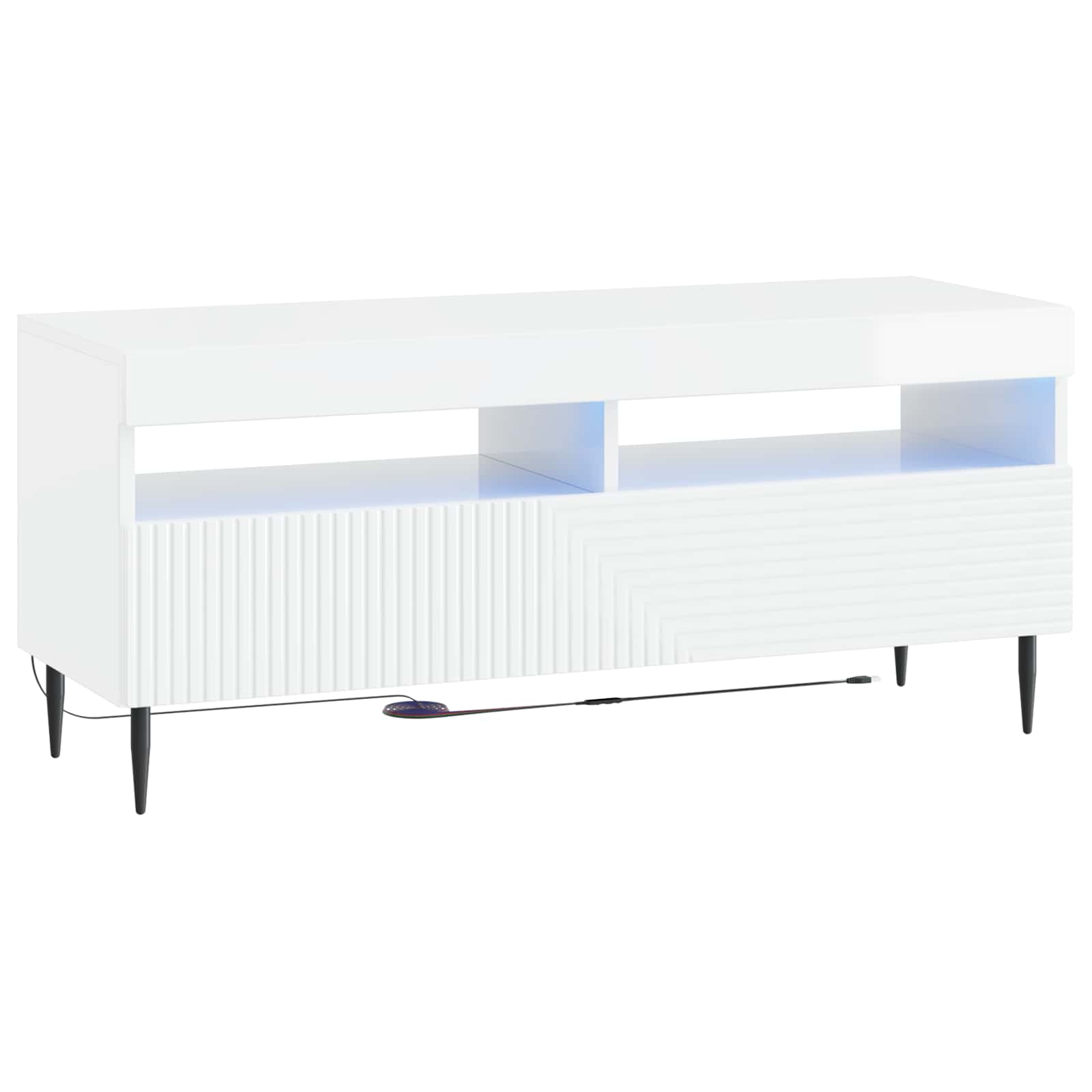 vidaXL 3 Piece LED TV Cabinet High Gloss White Engineered Wood 5