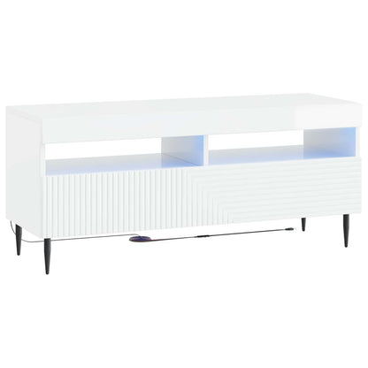 vidaXL 3 Piece LED TV Cabinet High Gloss White Engineered Wood 5