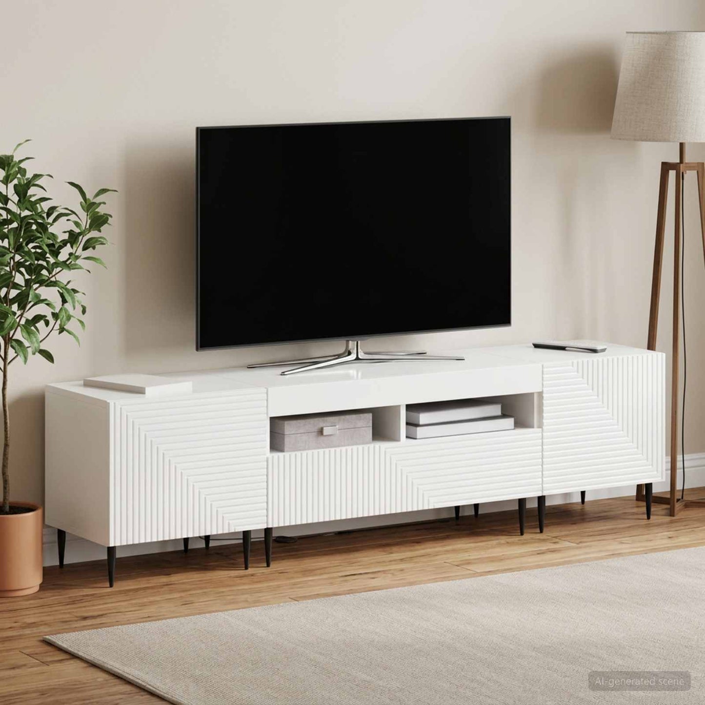 vidaXL 3 Piece LED TV Cabinet High Gloss White Engineered Wood 3