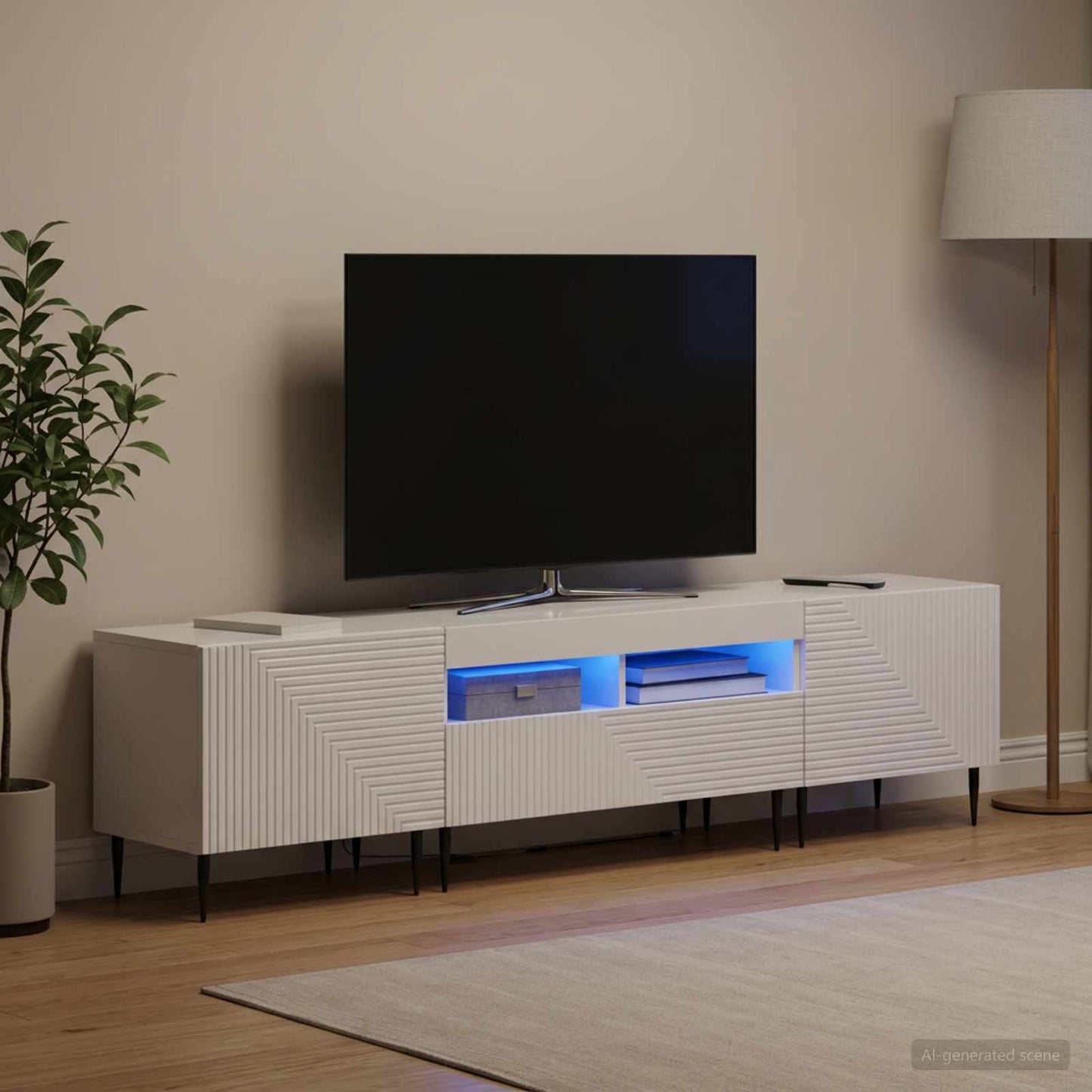vidaXL 3 Piece LED TV Cabinet High Gloss White Engineered Wood 1