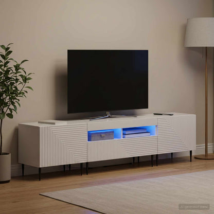 vidaXL 3 Piece LED TV Cabinet High Gloss White Engineered Wood 1