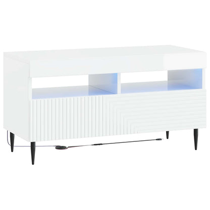 vidaXL 3 Piece LED TV Cabinet High Gloss White Engineered Wood 5