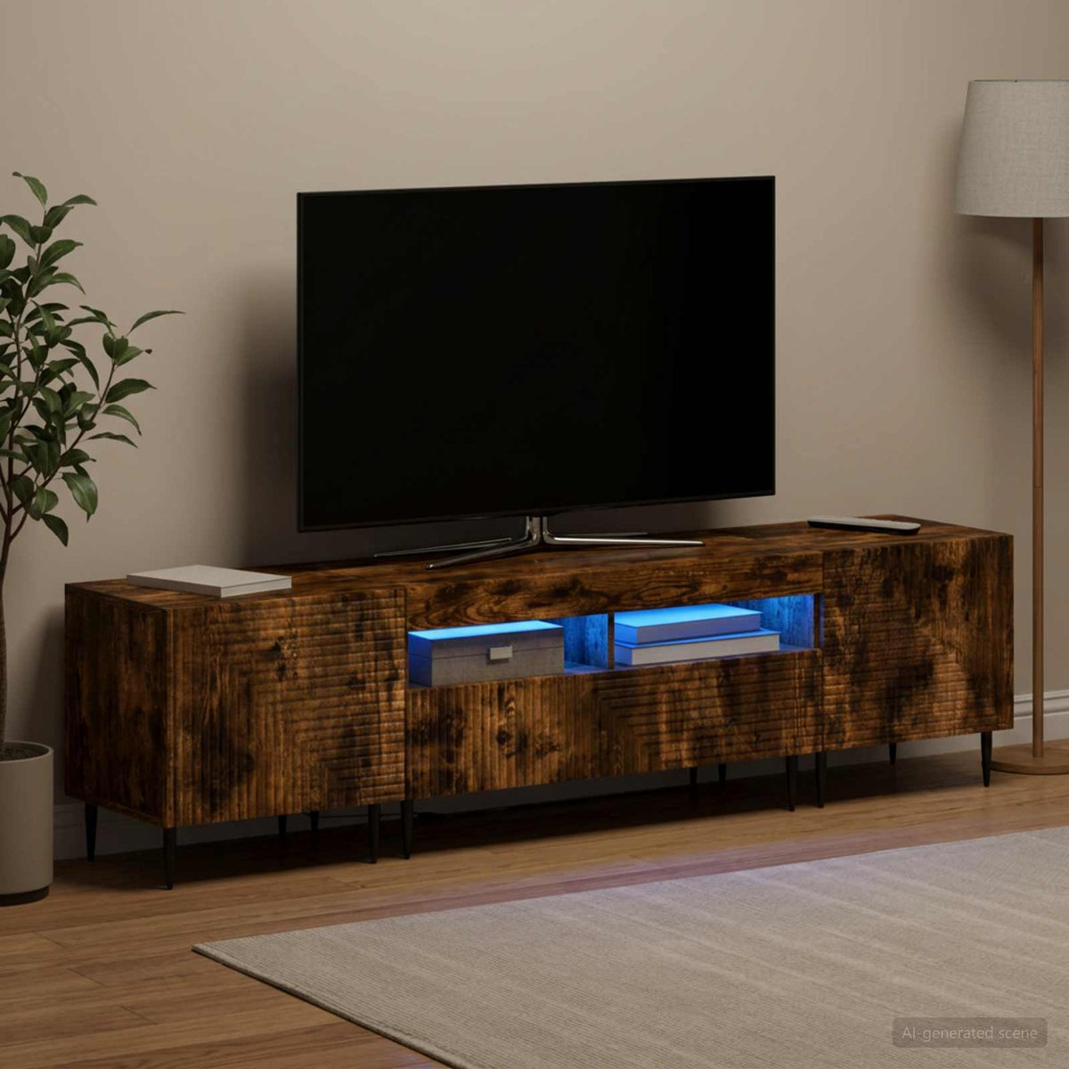 vidaXL 3 Piece LED TV Cabinet Engineered Wood