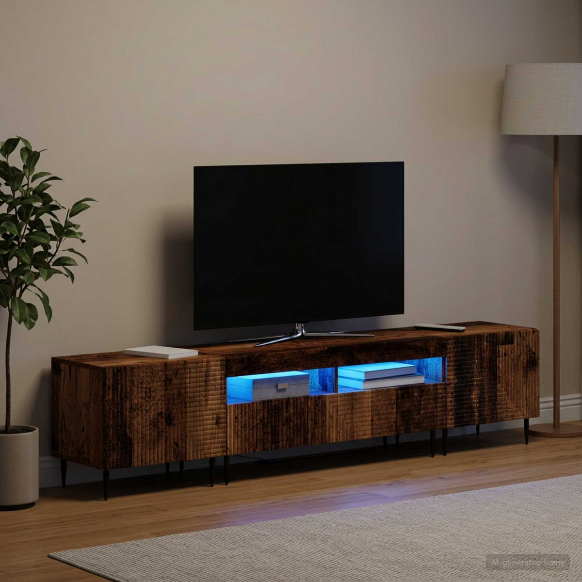 vidaXL 3 Piece LED TV Cabinet Engineered Wood