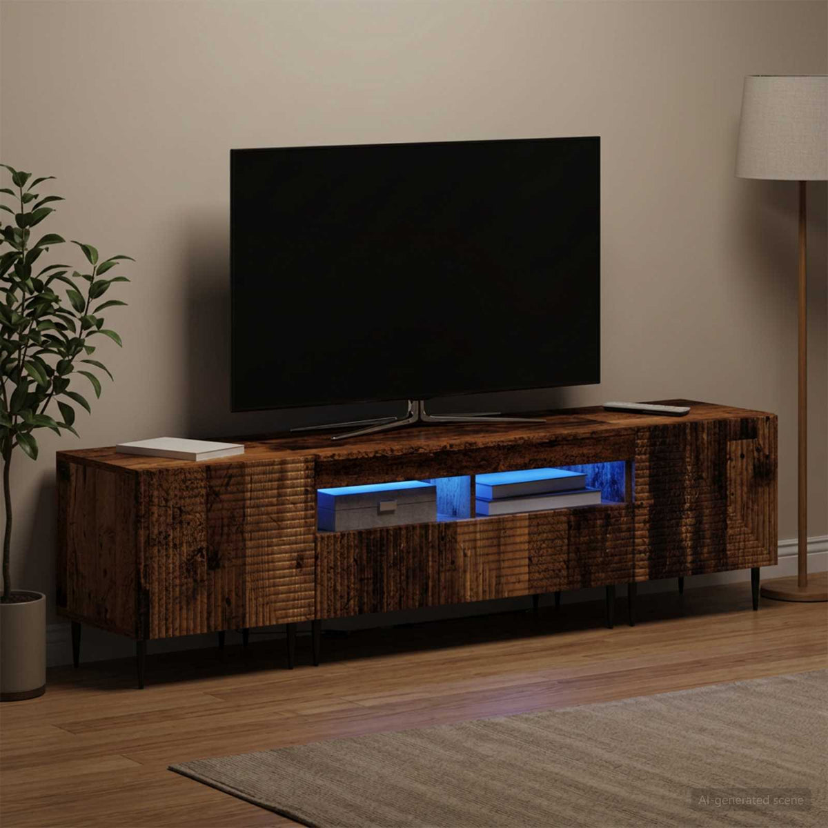 vidaXL 3 Piece LED TV Cabinet Engineered Wood