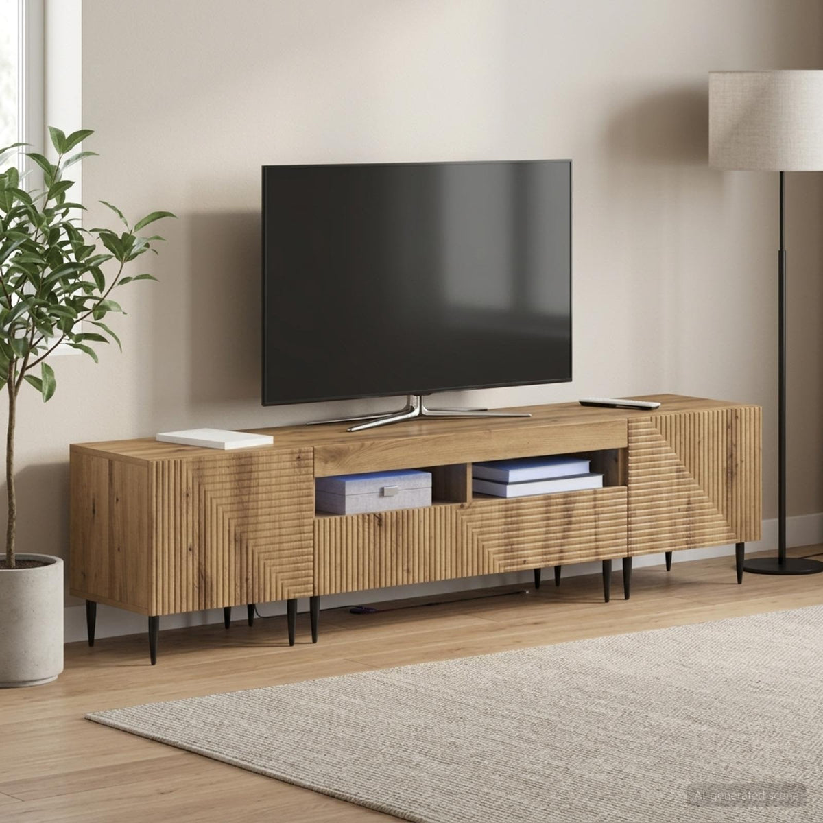 vidaXL 3 Piece LED TV Cabinet Engineered Wood