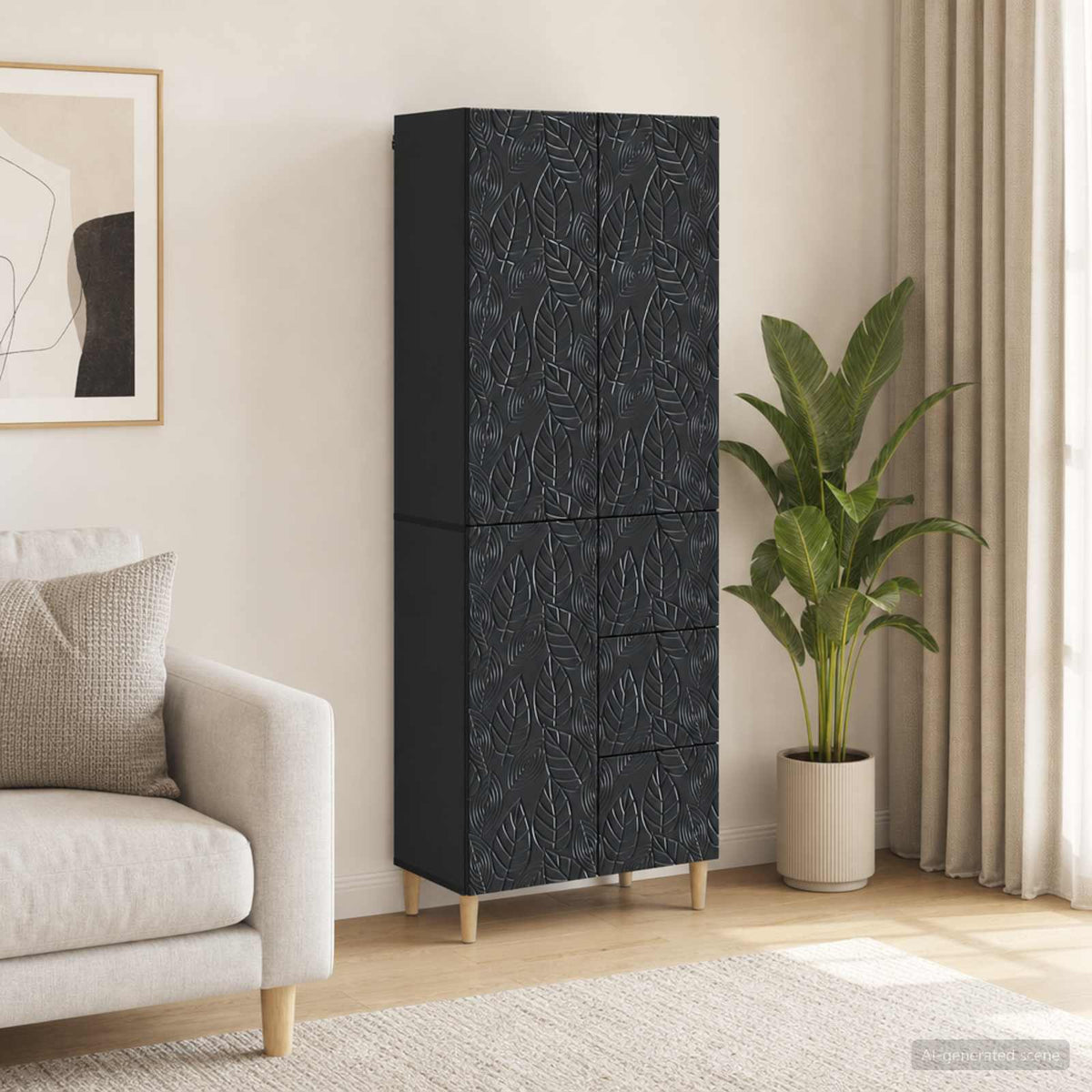 Cabinet Set 2 pcs 66 x 34.5 x 90 cm Engineered Wood Black