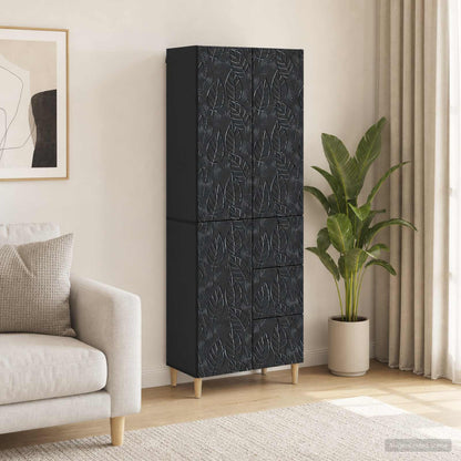 Cabinet Set 2 pcs 66 x 34.5 x 90 cm Engineered Wood Black