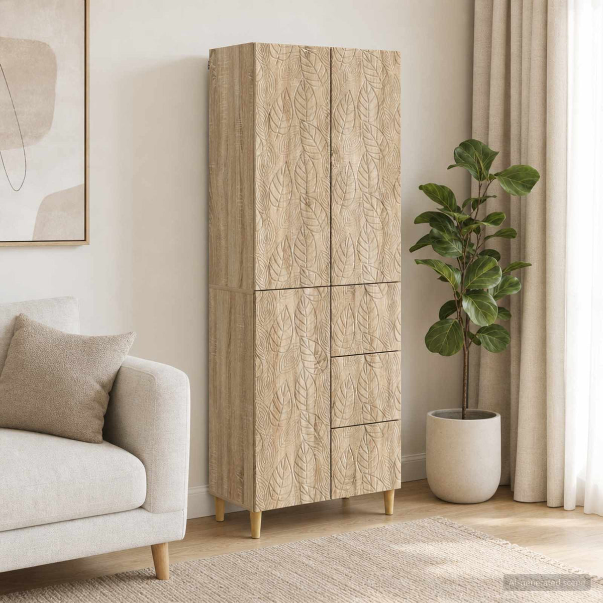 Cabinet Set 2 pcs 66 x 34.5 x 90 cm Engineered Wood Sonoma oak