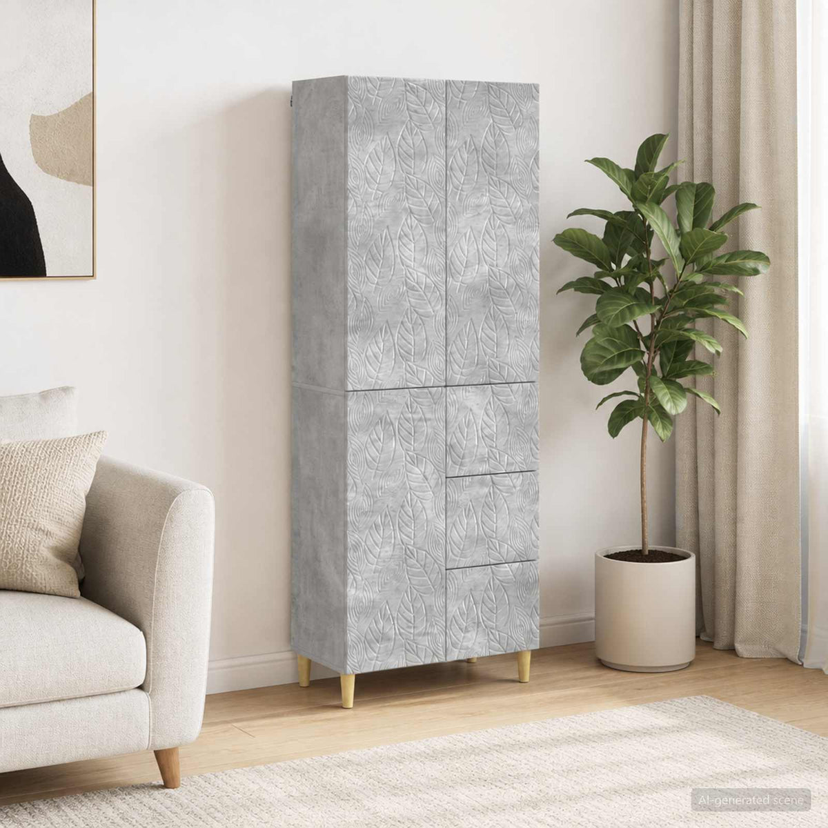 Cabinet Set 2 pcs 66 x 34.5 x 90 cm Engineered Wood Concrete grey