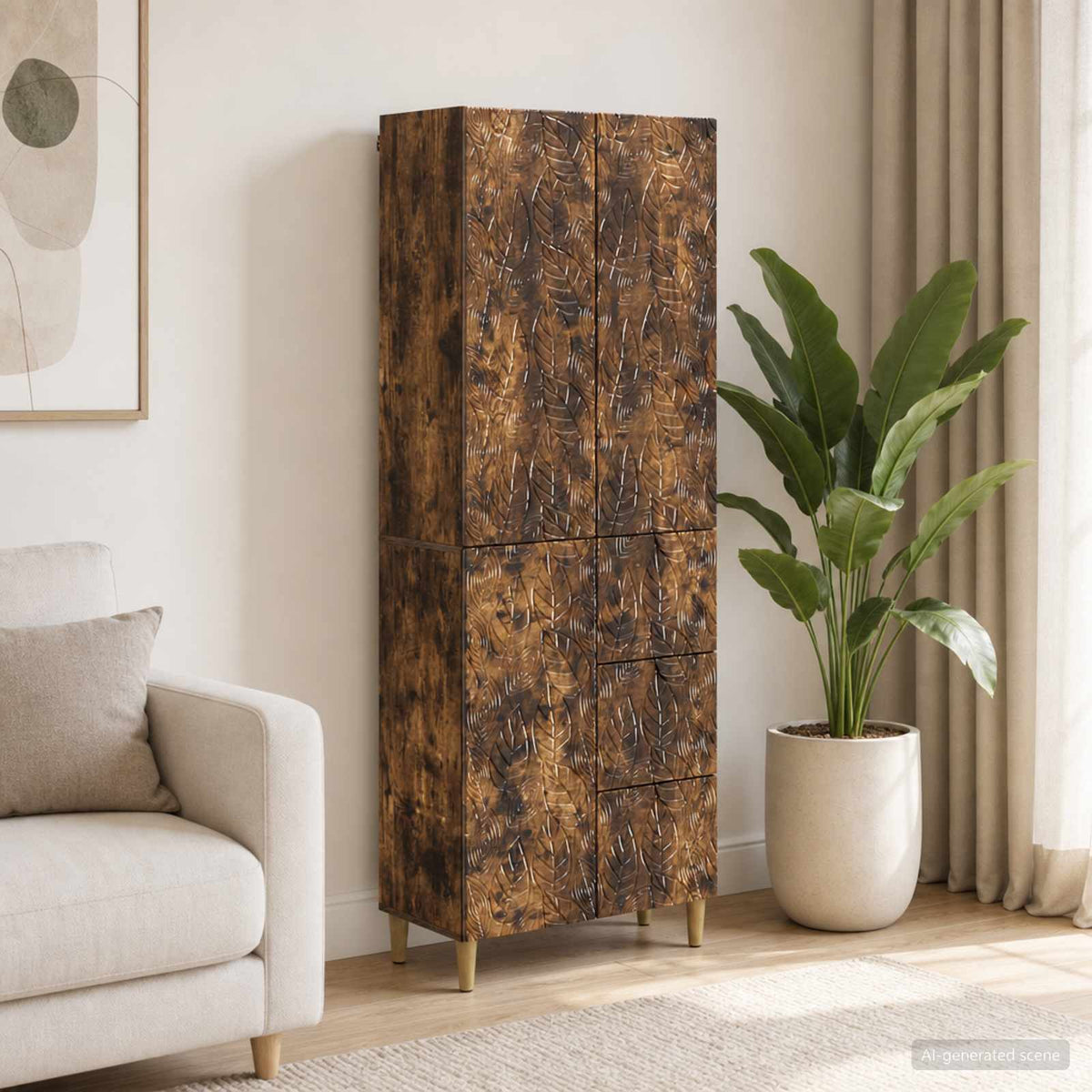 Cabinet Set 2 pcs 66 x 34.5 x 90 cm Engineered Wood Smoked oak