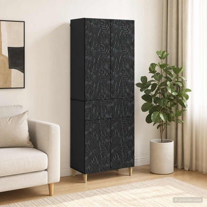 Cabinet Set 2 pcs Engineered Wood Black